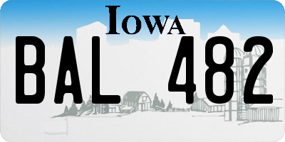 IA license plate BAL482