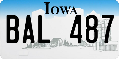 IA license plate BAL487