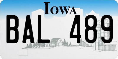 IA license plate BAL489