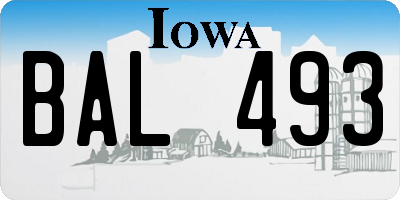 IA license plate BAL493