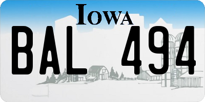 IA license plate BAL494