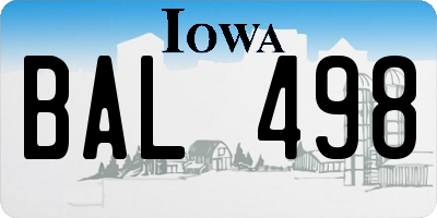 IA license plate BAL498