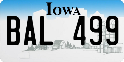 IA license plate BAL499
