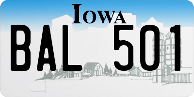 IA license plate BAL501