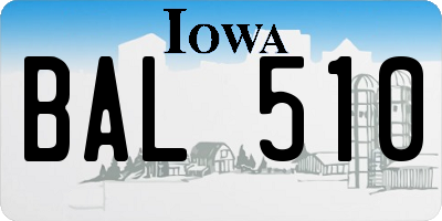 IA license plate BAL510