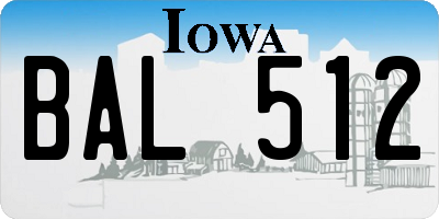 IA license plate BAL512