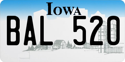 IA license plate BAL520
