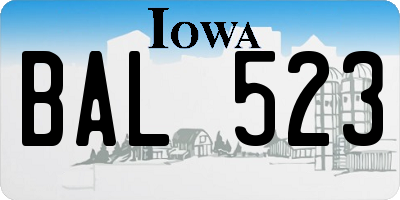 IA license plate BAL523