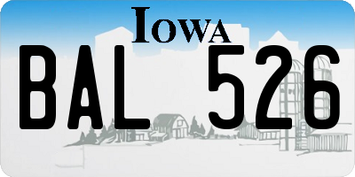 IA license plate BAL526