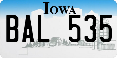 IA license plate BAL535