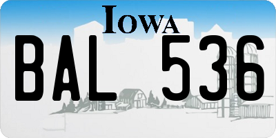 IA license plate BAL536