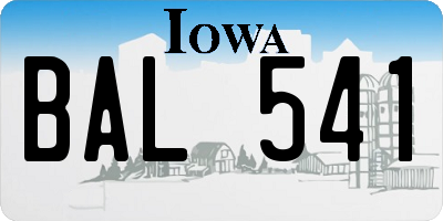 IA license plate BAL541