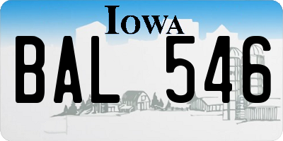 IA license plate BAL546
