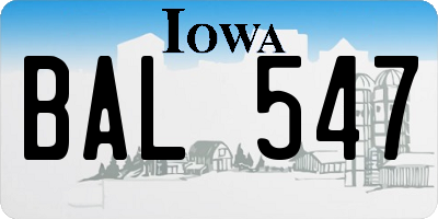 IA license plate BAL547