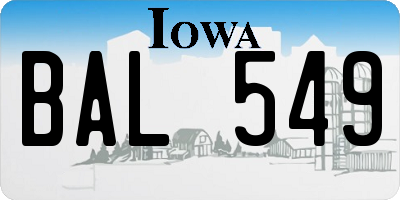 IA license plate BAL549
