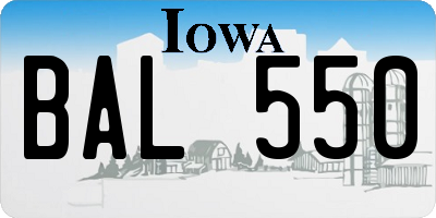 IA license plate BAL550