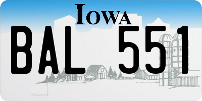 IA license plate BAL551