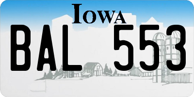 IA license plate BAL553