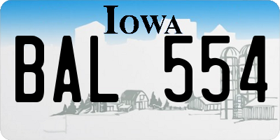 IA license plate BAL554