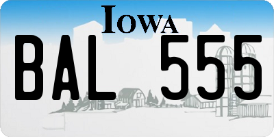 IA license plate BAL555