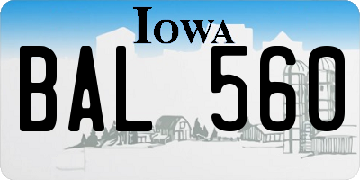 IA license plate BAL560