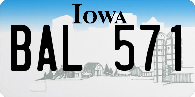 IA license plate BAL571