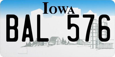 IA license plate BAL576