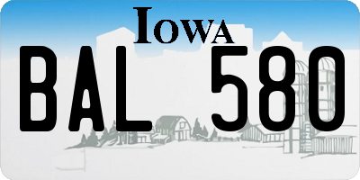 IA license plate BAL580