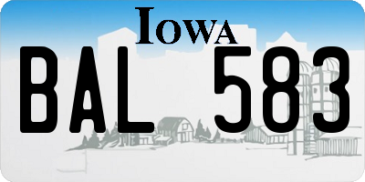 IA license plate BAL583