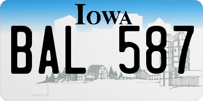 IA license plate BAL587