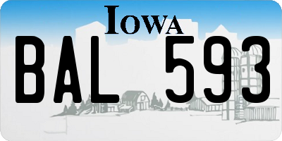 IA license plate BAL593
