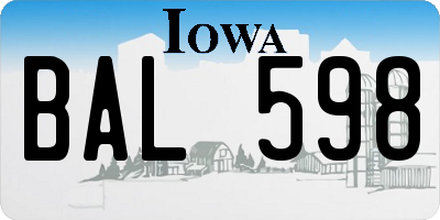 IA license plate BAL598