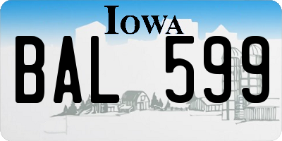 IA license plate BAL599