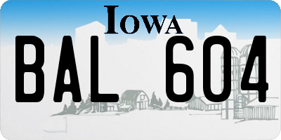 IA license plate BAL604