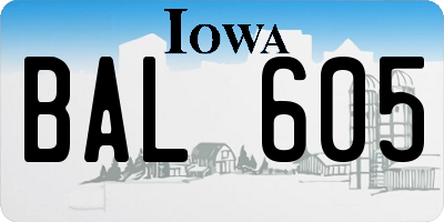 IA license plate BAL605