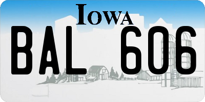 IA license plate BAL606