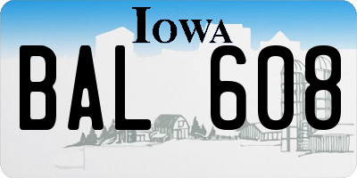 IA license plate BAL608