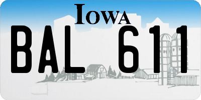 IA license plate BAL611