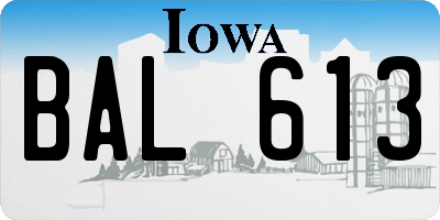 IA license plate BAL613