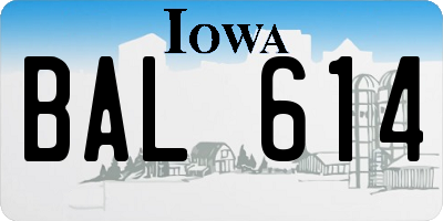 IA license plate BAL614