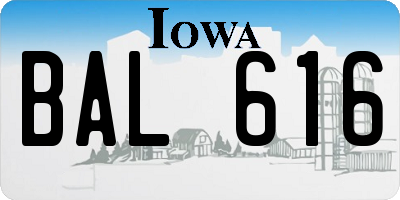 IA license plate BAL616