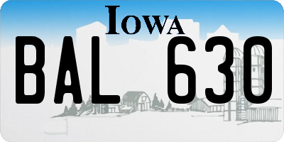 IA license plate BAL630