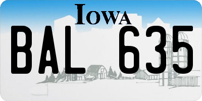 IA license plate BAL635