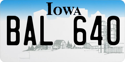 IA license plate BAL640