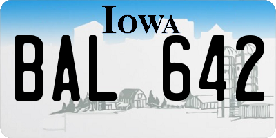 IA license plate BAL642
