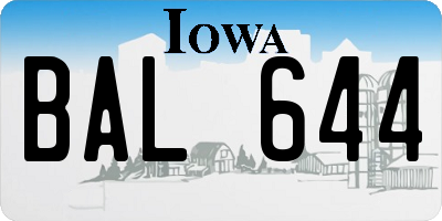 IA license plate BAL644