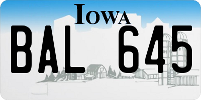 IA license plate BAL645