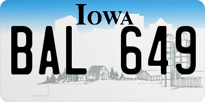 IA license plate BAL649