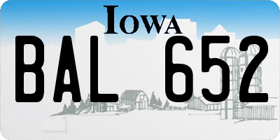 IA license plate BAL652
