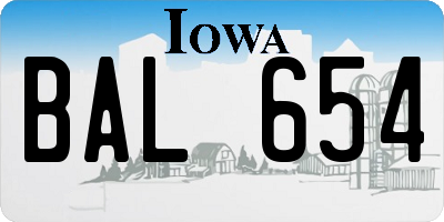 IA license plate BAL654